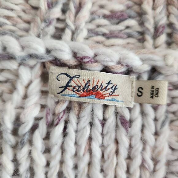 Faherty Sweater Cardigan Womens Small Chunky Cable Knit Open Front - Picture 3 of 5